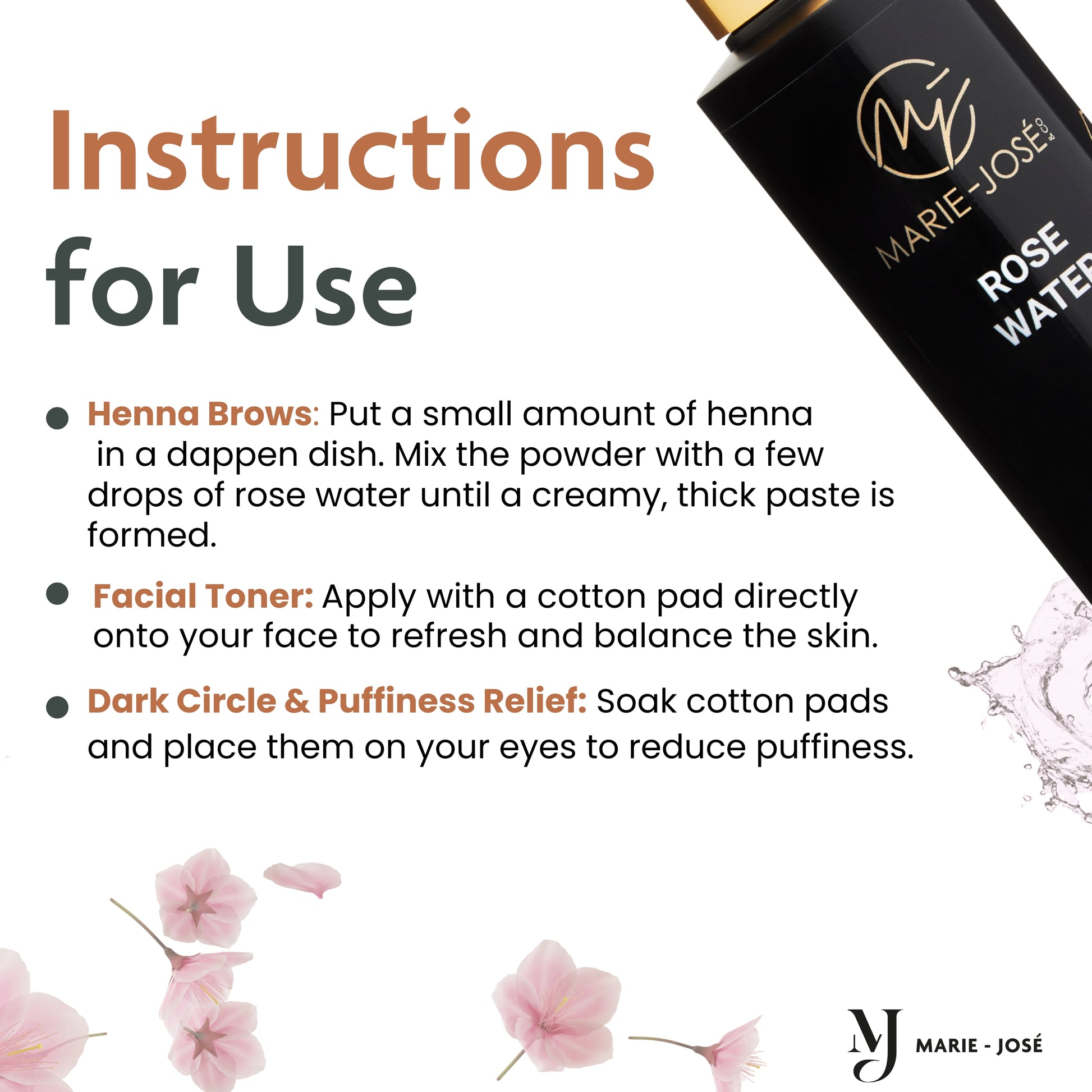 Rose Water for Henna Eyebrow Tint - Marie-José