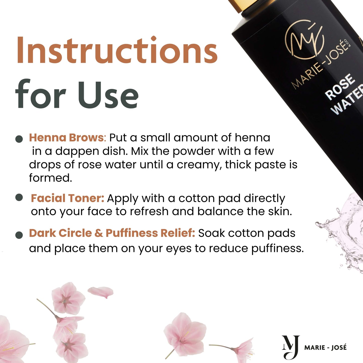 Rose Water for Henna Eyebrow Tint - Marie-José
