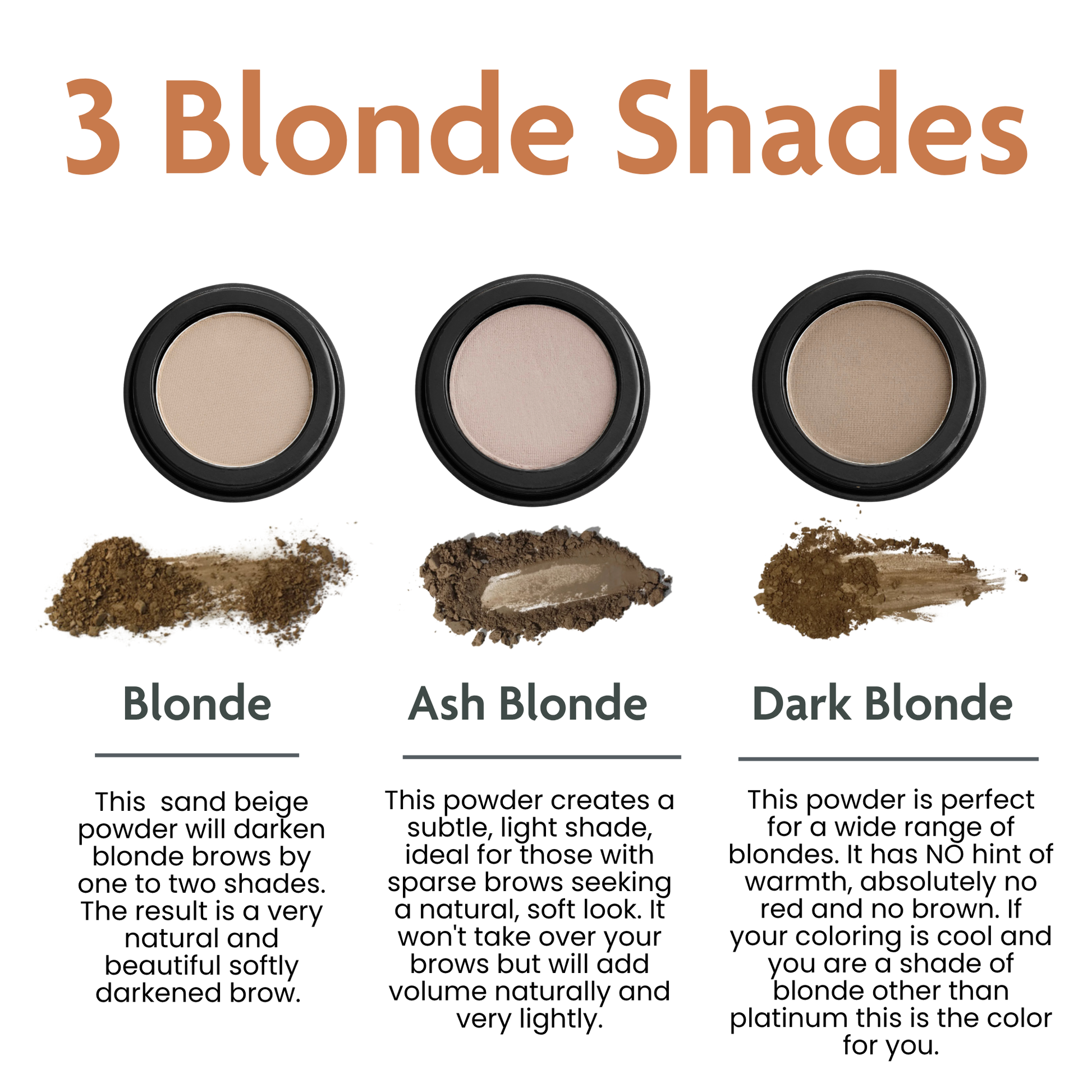Blond eyebrow powder in 3 shades
