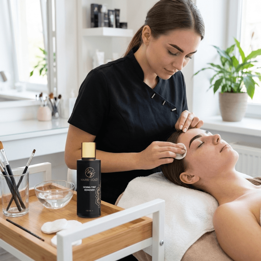 Removing henna tint from the skin with Eyebrow Tint Stain Remover – Marie-José