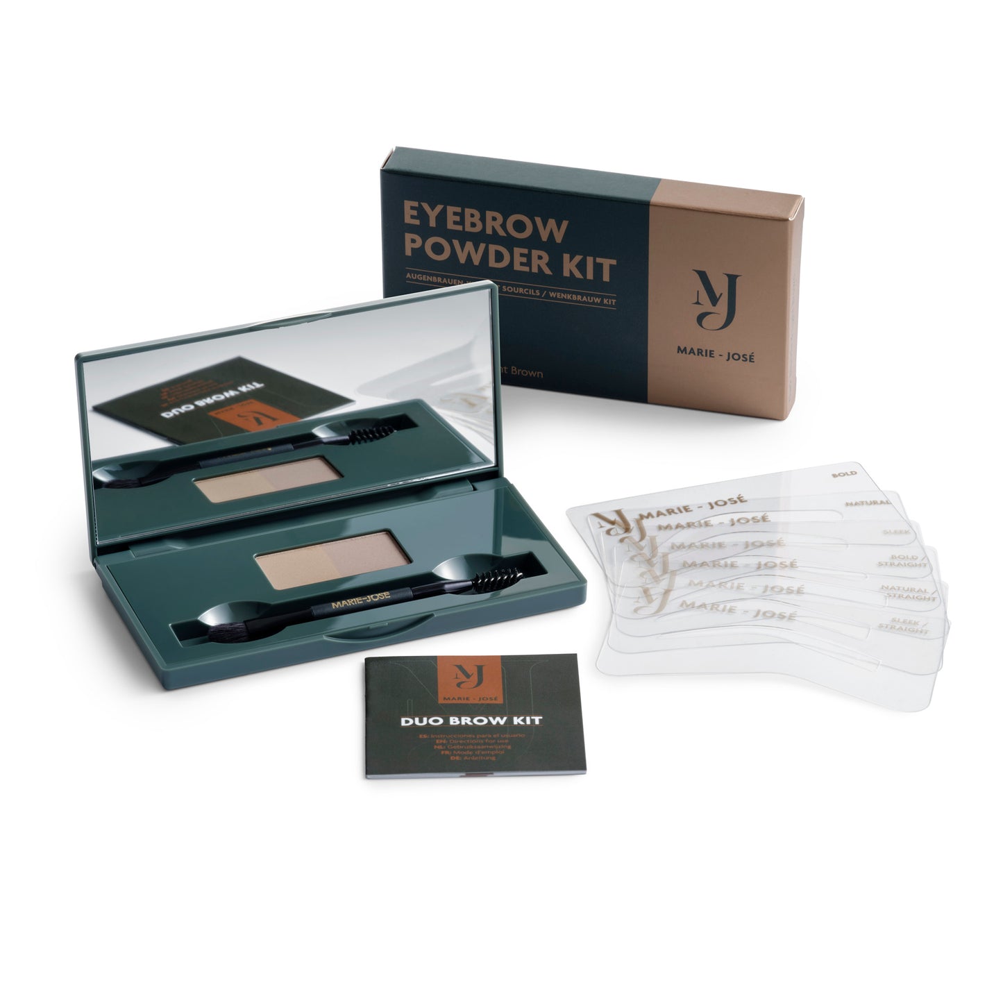 Duo Brow Powder Kit – Waterproof Stencil Set - 3 Color Combinations